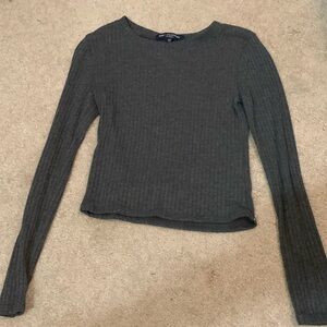 One Clothing grey ribbed long sleeve shirt